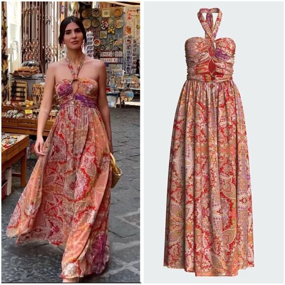 Mango Limited Edition Parsley Chiffon Dress New - Picture 1 of 11